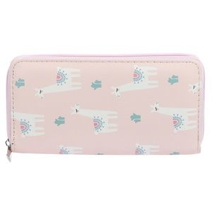 NEW Cute Llamas Zip Around Vinyl Clutch Wallet
